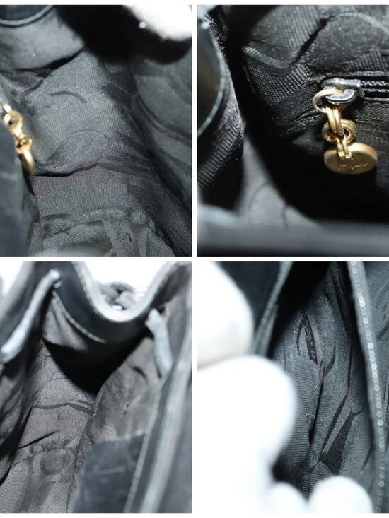 Salvatore Ferragamo Vara Ribbon Backpack Leather Black Gold Auth 172240 main image 6
